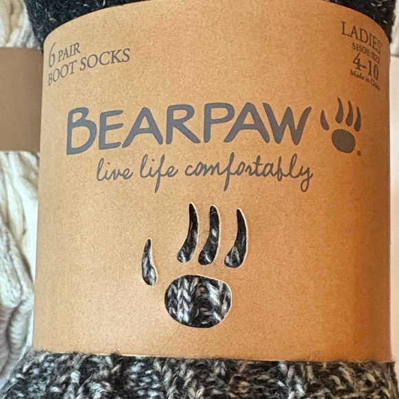 BearPaw Boot Socks Two 6 Packs Ivory and Black - Picture 3 of 11